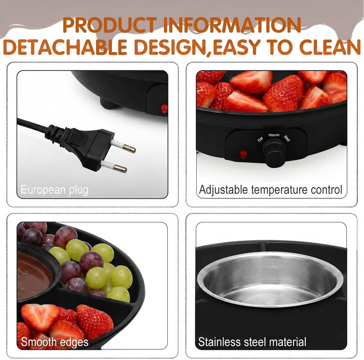 Elektrisches Schokofondue, Schokoladen Fondue mit 4 Gabeln, Temperiergerät zum Schokolade &amp; Kuvertür