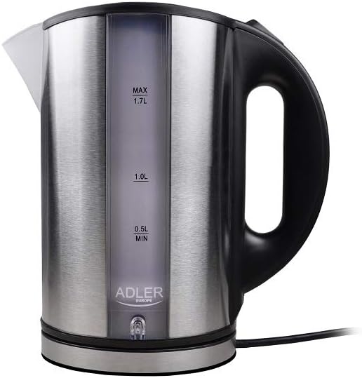 Adler AD 1216 FO-AD1216, Kunststoff, 1.7 liters, Silber/Schwarz 1 - Pack Noir, plastique 1.7 Liter,