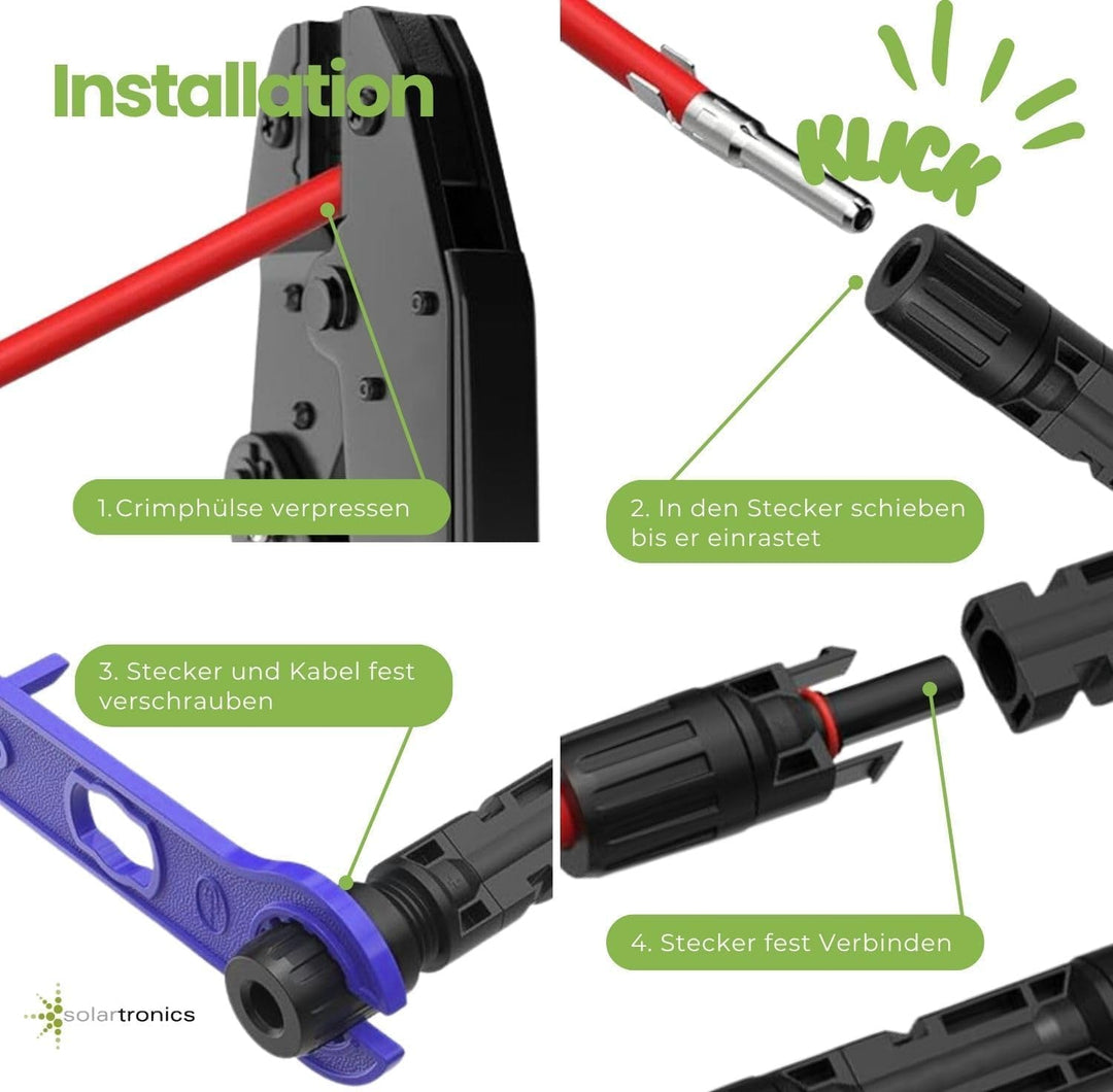 SOLARTRONICS Crimpzangenset für 2,5 4 6mm² Solarkabel,16 Paar Männlich/Weiblich Solarstecker, Solar-