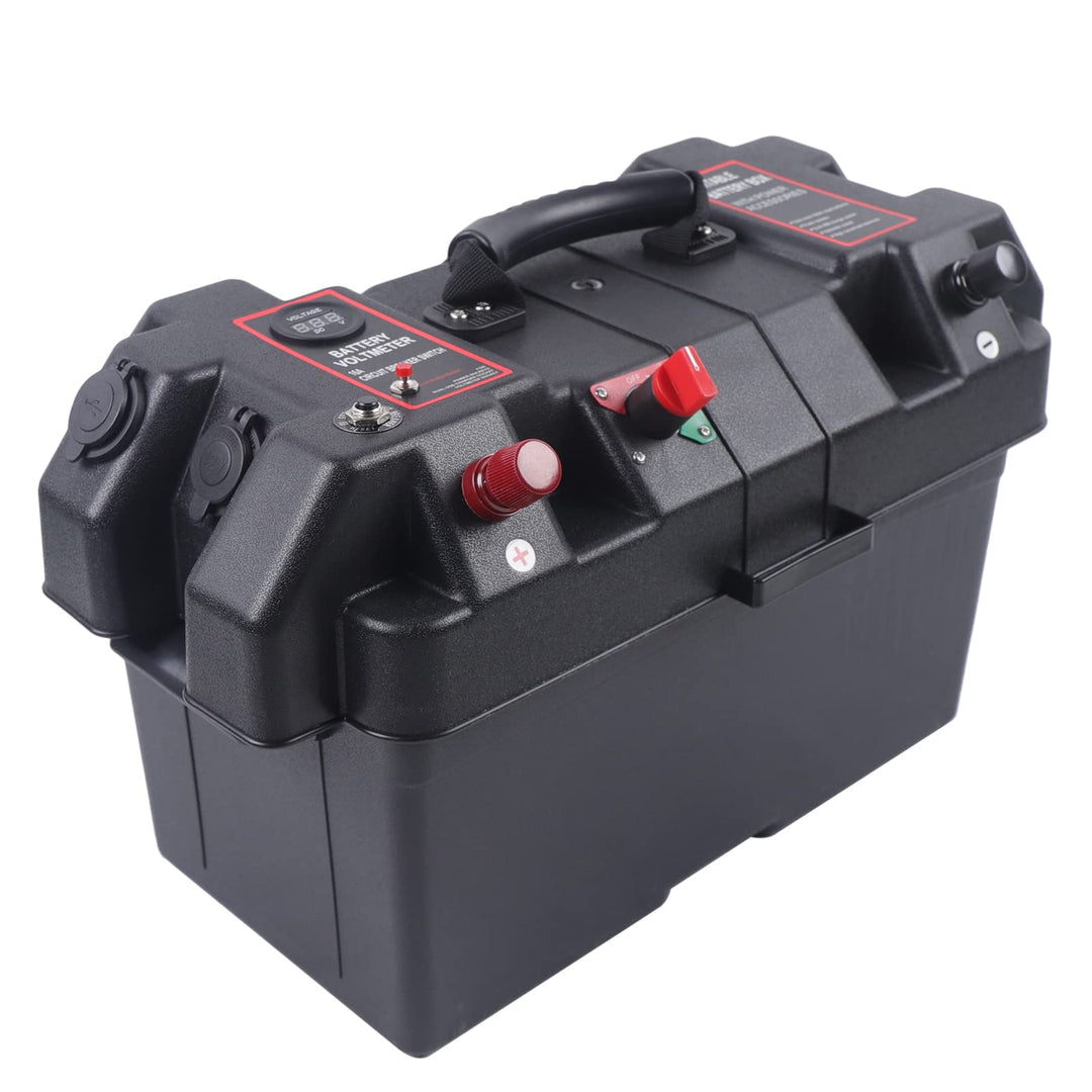 Akku Batteriebox Aufbewahrung Batterie Box mit Doppel-USB-Anschluss, Echtzeitüberwachung, für Marine