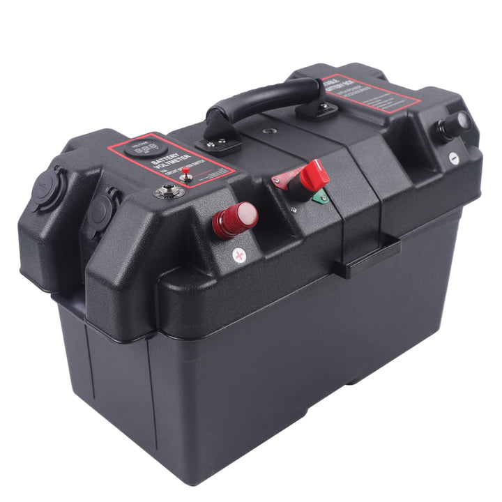 Akku Batteriebox Aufbewahrung Batterie Box mit Doppel-USB-Anschluss, Echtzeitüberwachung, für Marine