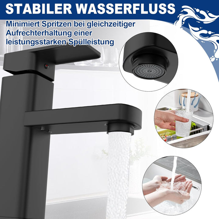 FIVMEN Wasserhahn Küche Schwarz Küchenarmatur mit Einhebelmischer Spülenarmatur Waschtischarmatur Ke