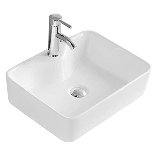 VBChome Waschbecken 49 x 38 Keramik Weiss FREISTEHENDES Waschtisch Handwaschbecken Aufsatz Waschscha