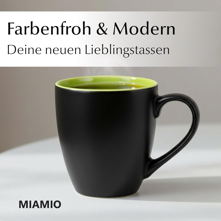 MIAMIO - 6 x 350 ml Kaffeetassen/Kaffeebecher Set - Tassen Set 6er Modern - Le Papillon Kollektion (