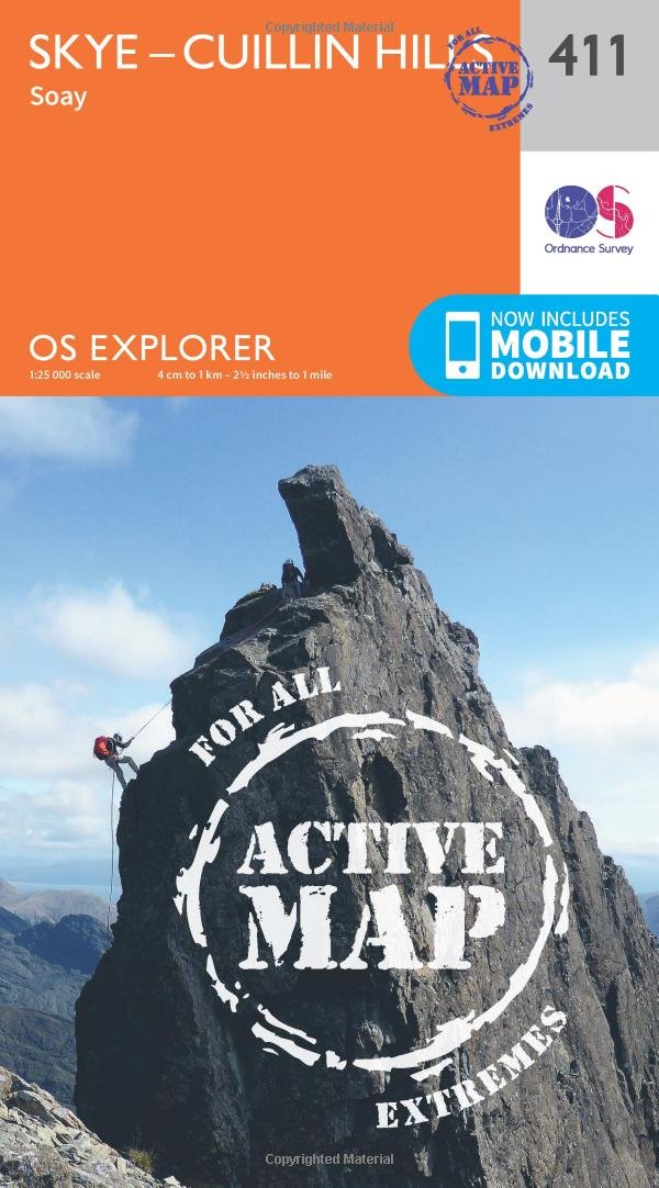 Skye - Cuillin Hills - Soay (OS Explorer Active Map, Band 411), Karte