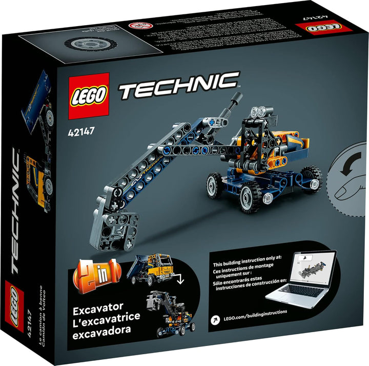 LEGO Technic Dump Truck 42147, 2in1 Spielzeugset, Baufahrzeugmodell zum Bagger, Ingenieurspielzeug,