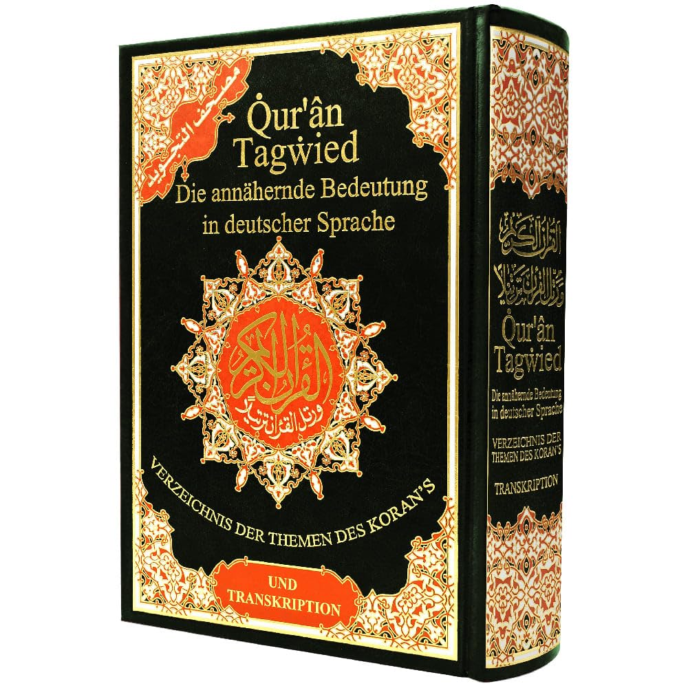 Tajweed Koran - Deutsche Bedeutung Übersetzung und Transliteration, Grösse:17×24 cm - Schwarz