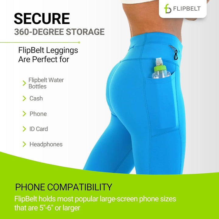 FlipBelt Leggings XS Azurblau, XS Azurblau