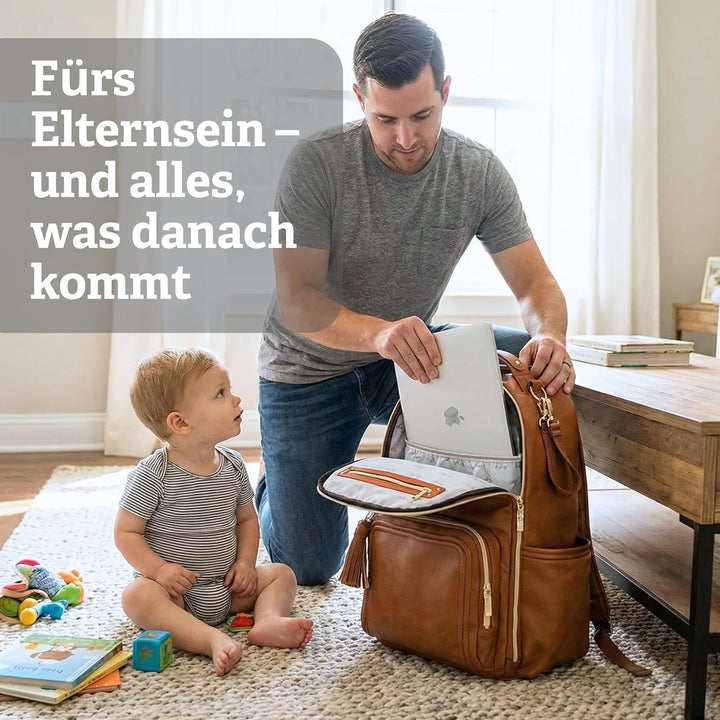 Itzy Ritzy Wickeltaschen-Rucksack – Boss Plus Baby-Rucksack mit grossem Fassungsvermögen und 19 Tasc