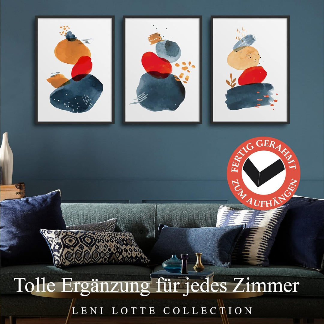 LENI LOTTE MIT RAHMEN | AUFHÄNGFERTIG | Premium Poster Bilder Set Wandbilder Wohnzimmer Bild Wanddek