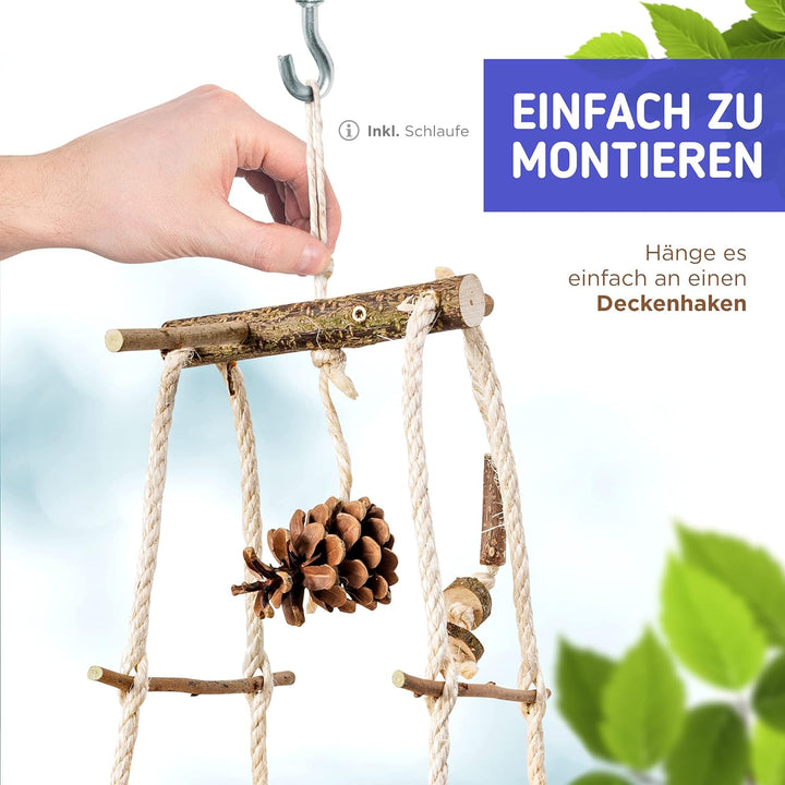 Atemberaubender Vogelspielplatz hängend mit vielen Sitzstangen ! Tolles Vogelspielzeug für Wellensit