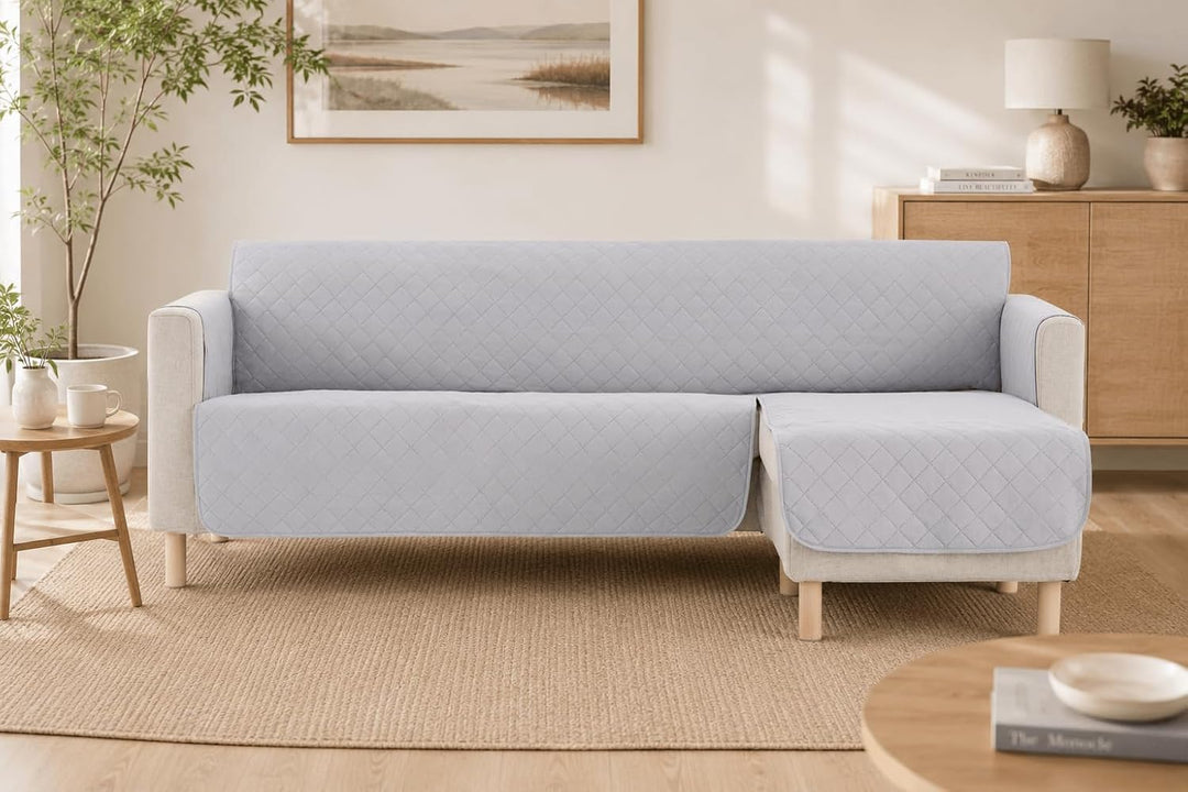 LANOVENANUBE - Gepolsterter Bezug für Chaiselongue Mallorca - Praktisch - Rechts 280 cm - Hellgrau C