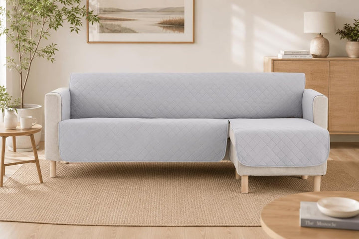 LANOVENANUBE - Gepolsterter Bezug für Chaiselongue Mallorca - Praktisch - Rechts 280 cm - Hellgrau C