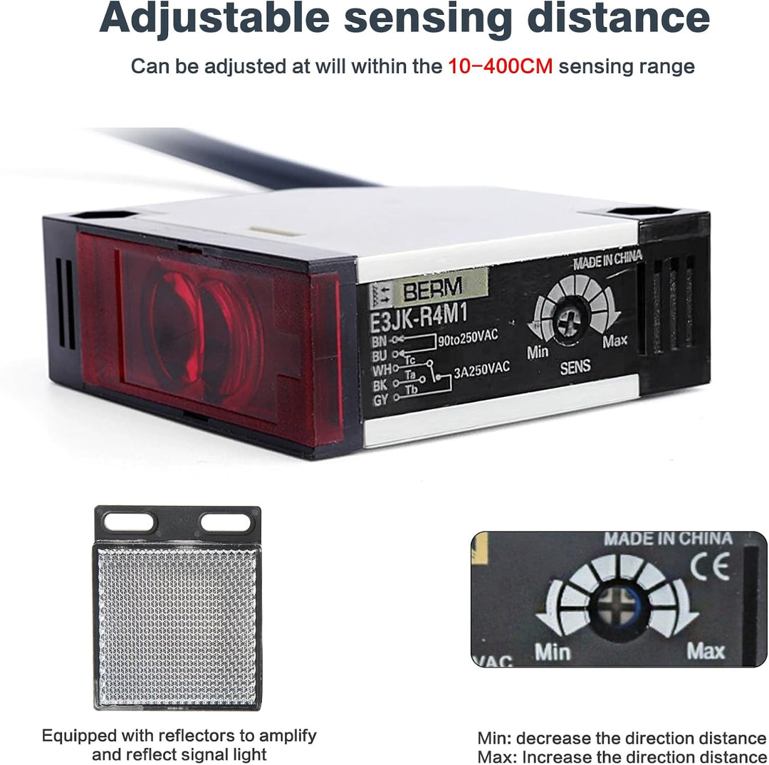 Jadeshay Fotoelektrischer Sensorschalter, Reflektor Lichtschranke E3JK-R4M1 Fotoelektrischer Strahls