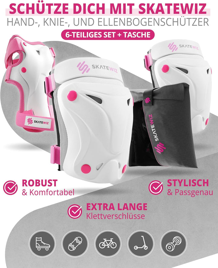 SKATEWIZ Kinder Protektoren Set Schoner - Inliner Knieschoner Kinder – Schützer Set [6er] für Kinder