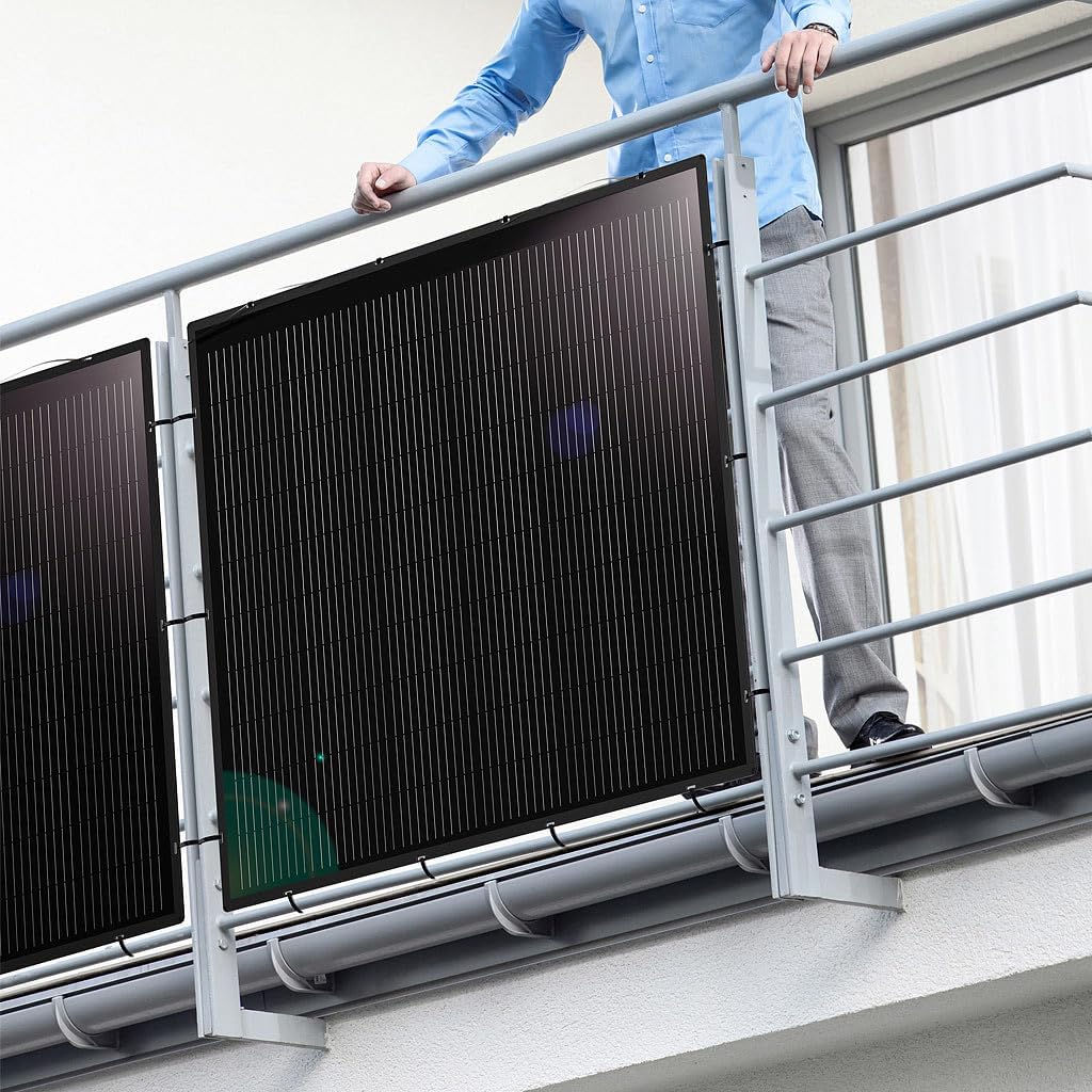 revolt Balkonkraftwerk: 2er-Set ultradünne &amp; superleichte monokristalline Solarmodule, 2X 215W (Balk
