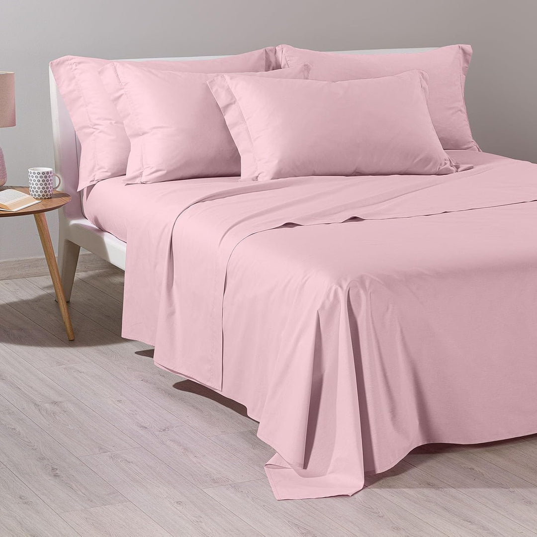 Caleffi - Bettwäsche-Set aus Baumwolle, einfarbig, für Einzelbett, Rosa Einzelbett Rosa, Einzelbett
