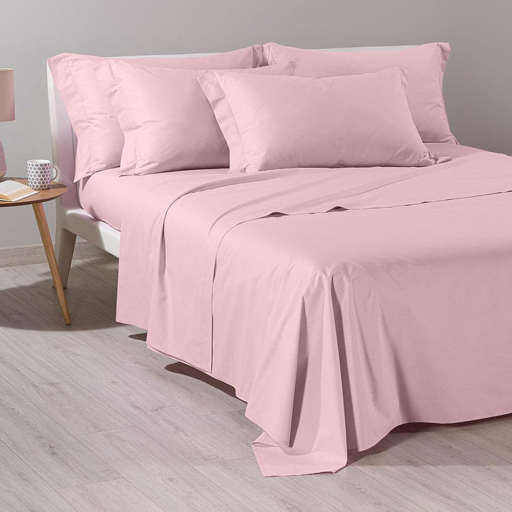Caleffi - Bettwäsche-Set aus Baumwolle, einfarbig, für Einzelbett, Rosa Einzelbett Rosa, Einzelbett