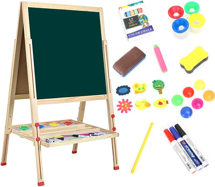 Dripex Kinder Tafel Holz Kindertafel Malerei Holztafel Doppelseitige Kreidetafel und Whiteboard Höhe