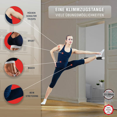 Ultrasport Klimmzugstange, Türreck, verstellbar von 66,5 cm bis 93 cm, ohne Schrauben montierbar, ru