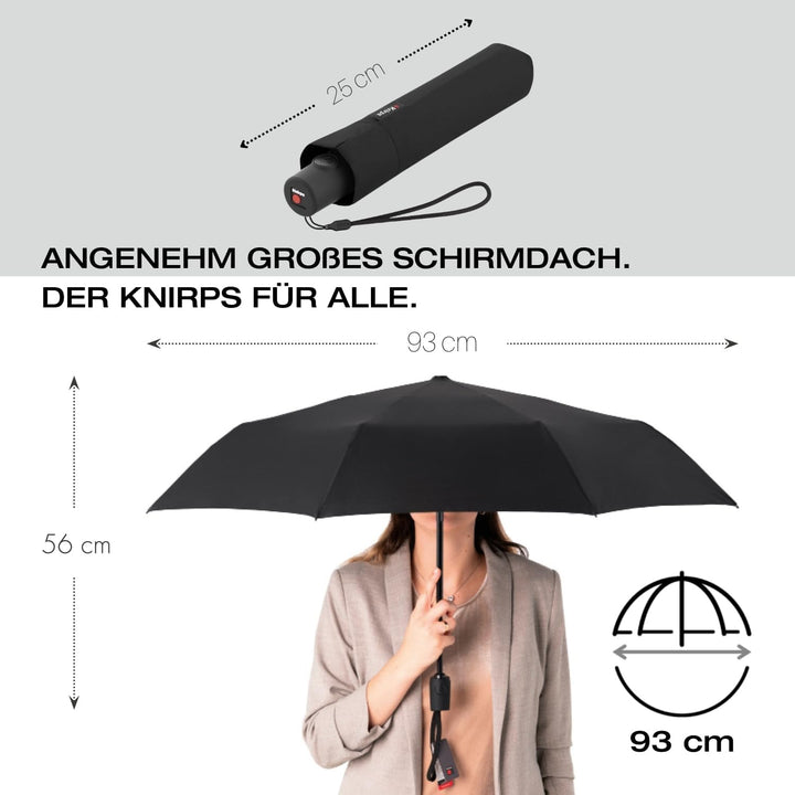 Knirps C.250 Light Duomatic Taschenschirm Automatik Reiseschirm windstabil Black, Black