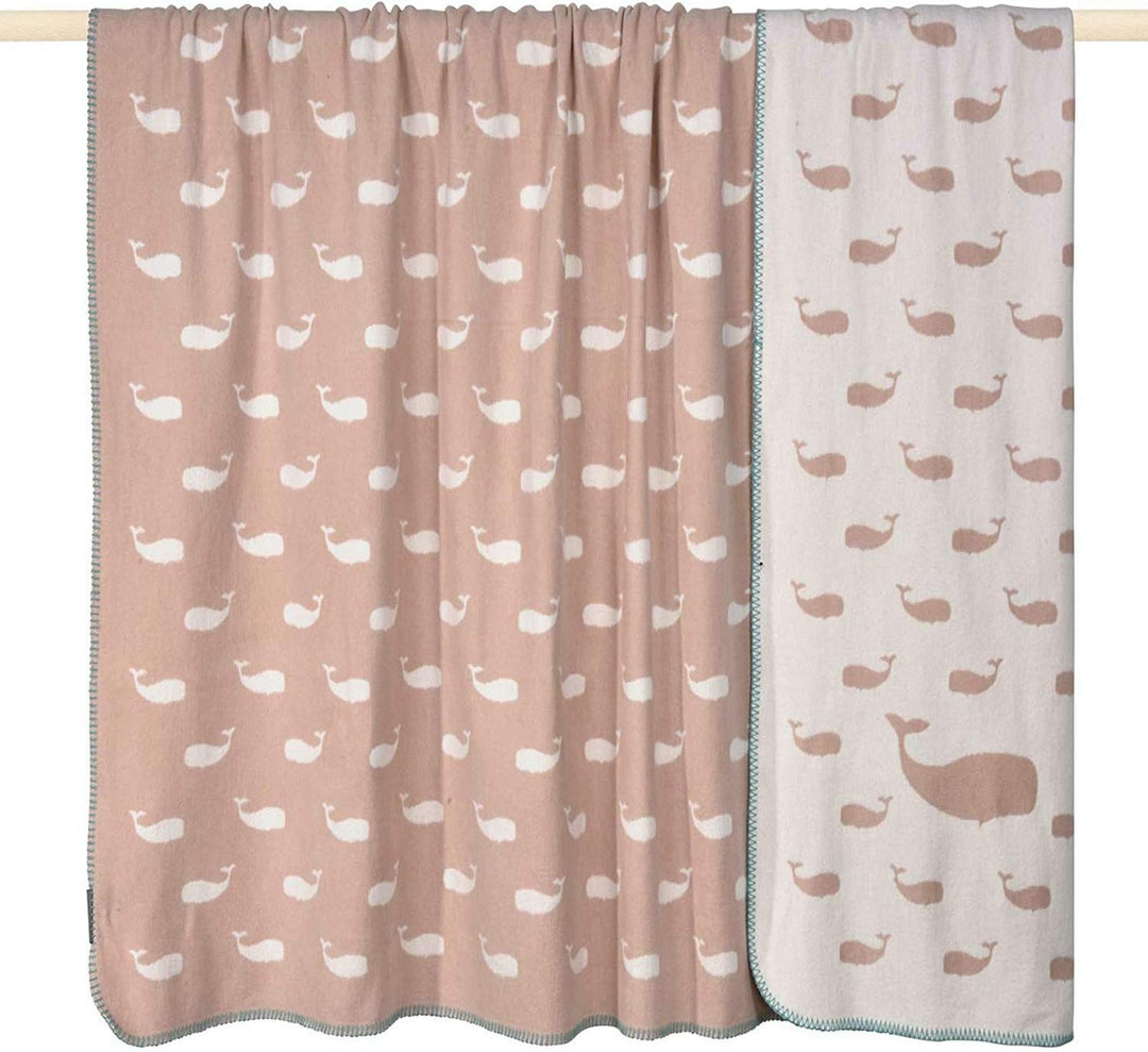 pad - Whale - Decke/Babydecke - Materialmix - Pink/Weiss - 75 x 100cm