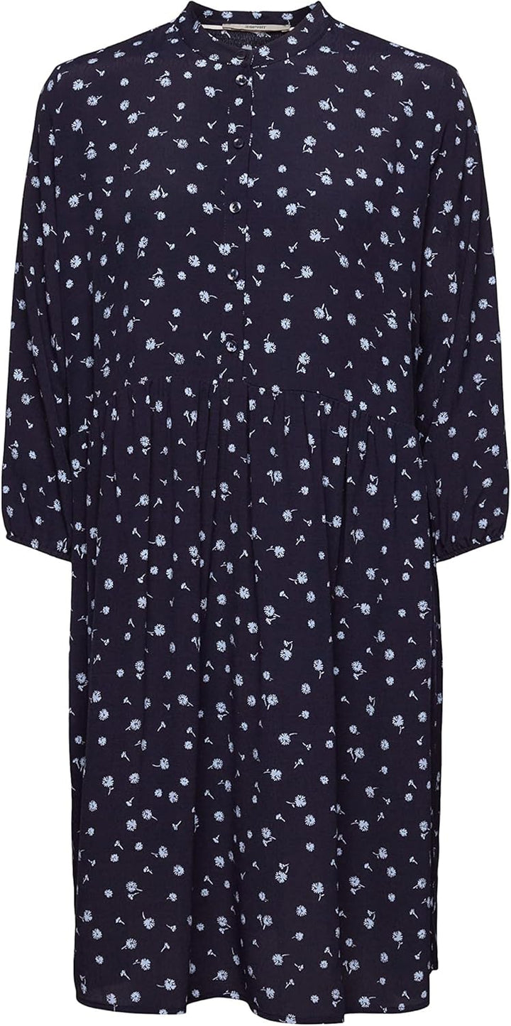 ESPRIT Florales Midikleid mit Knöpfen 32 Navy, 32 Navy
