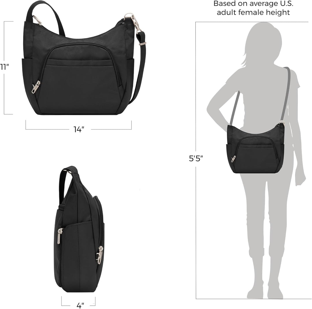 Travelon Damen Diebstahlsicher Umhängetasche, Scharz, 25 Zoll EU 25 Zoll Scharz, 25 Zoll Scharz