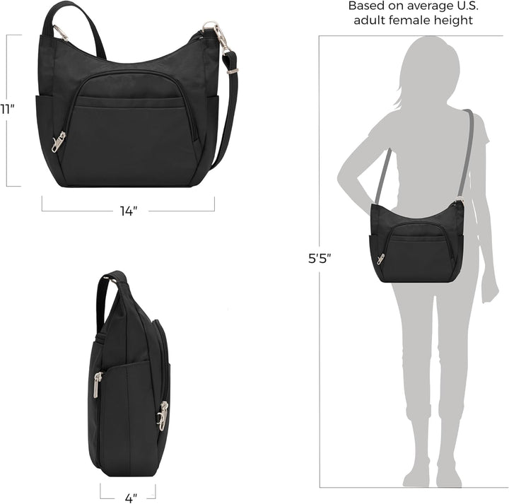 Travelon Damen Diebstahlsicher Umhängetasche, Scharz, 25 Zoll EU 25 Zoll Scharz, 25 Zoll Scharz