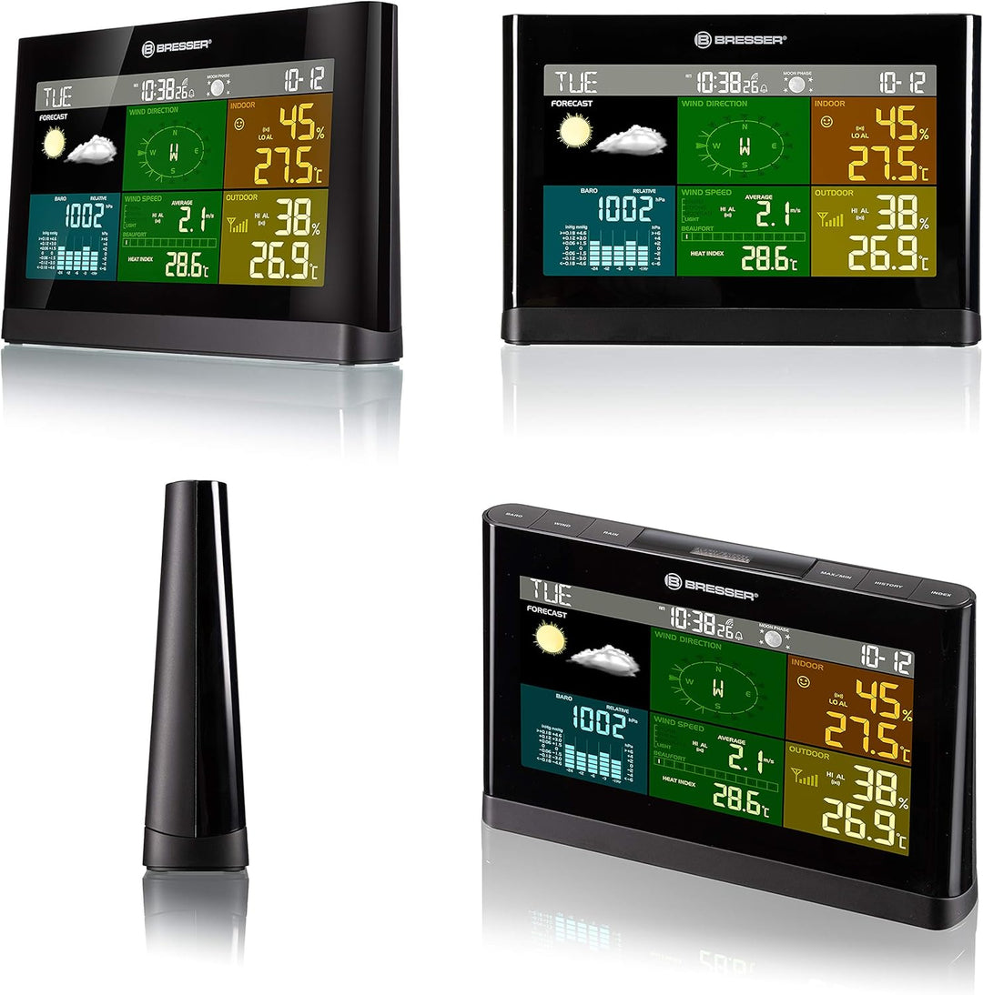 Bresser Wetterstation Funk mit Aussensensor Wetter Center mit 5-in-1 Aussensensor (Temperatur, Luftd