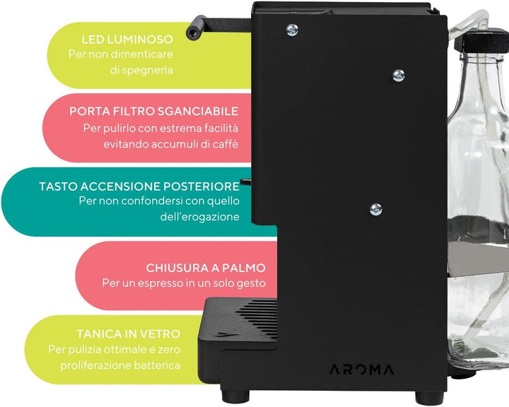 Aroma E.GO Kaffeepadmaschine für ESE-Pads 44 mm Schwarz, Schwarz