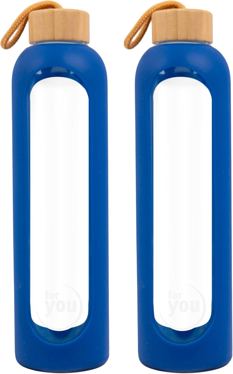 for you Nachhaltige Trinkflasche | 1000ml aus Glas mit Silikonhülle & spülmaschinenfest | 1Liter Aus