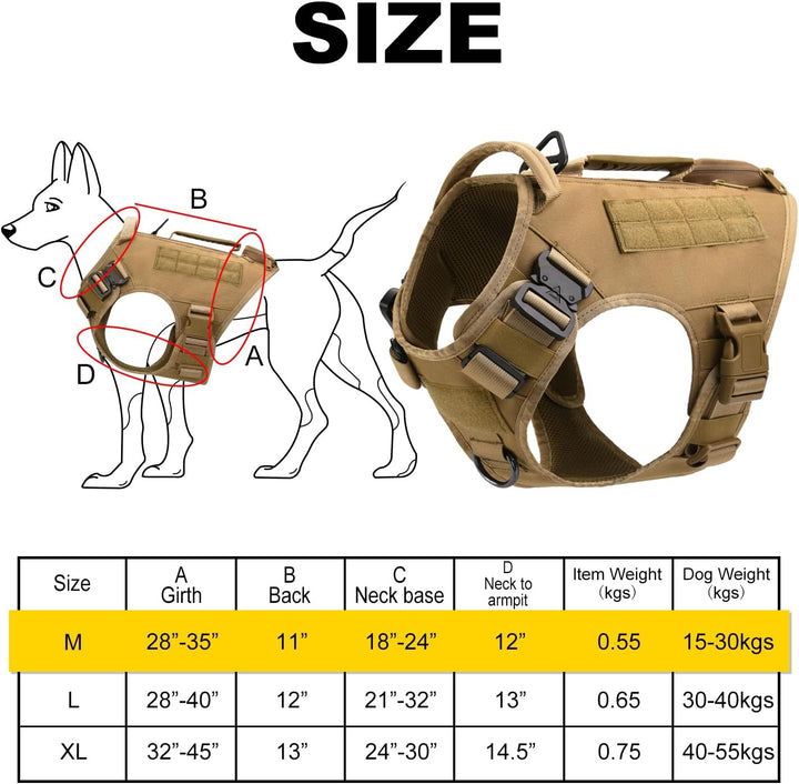 AIWAI Taktisches Hundegeschirr für mittlere und grosse Rassen, Molle-Panels Metallschnalle, Weste mi