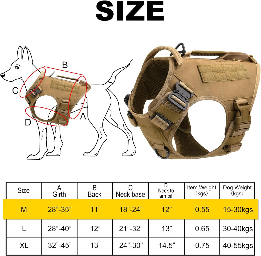 AIWAI Taktisches Hundegeschirr für mittlere und grosse Rassen, Molle-Panels Metallschnalle, Weste mi