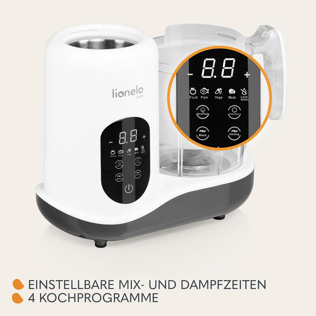 LIONELO BABYMENU Multifunktionale Küchenmaschine zur Zubereitung von Babynahrung 300 4 Programme Däm