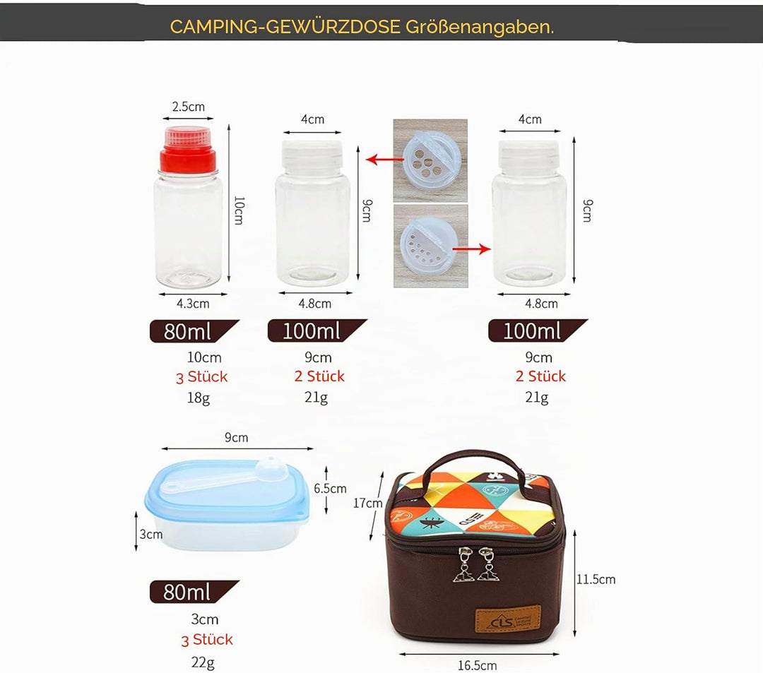 Outdoor Seasoning Gewürzbehälter Portable kleiner Salzstreuer BBQ Gewürzflasche Set Transparent Gewü