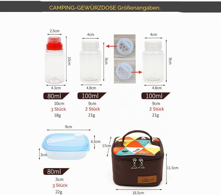 Outdoor Seasoning Gewürzbehälter Portable kleiner Salzstreuer BBQ Gewürzflasche Set Transparent Gewü