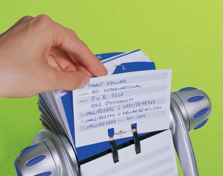 Durable Rollkartei Telindex Flip Vegas, mit 500 Karteikarten für Adressen, Register A-Z, silber, 241