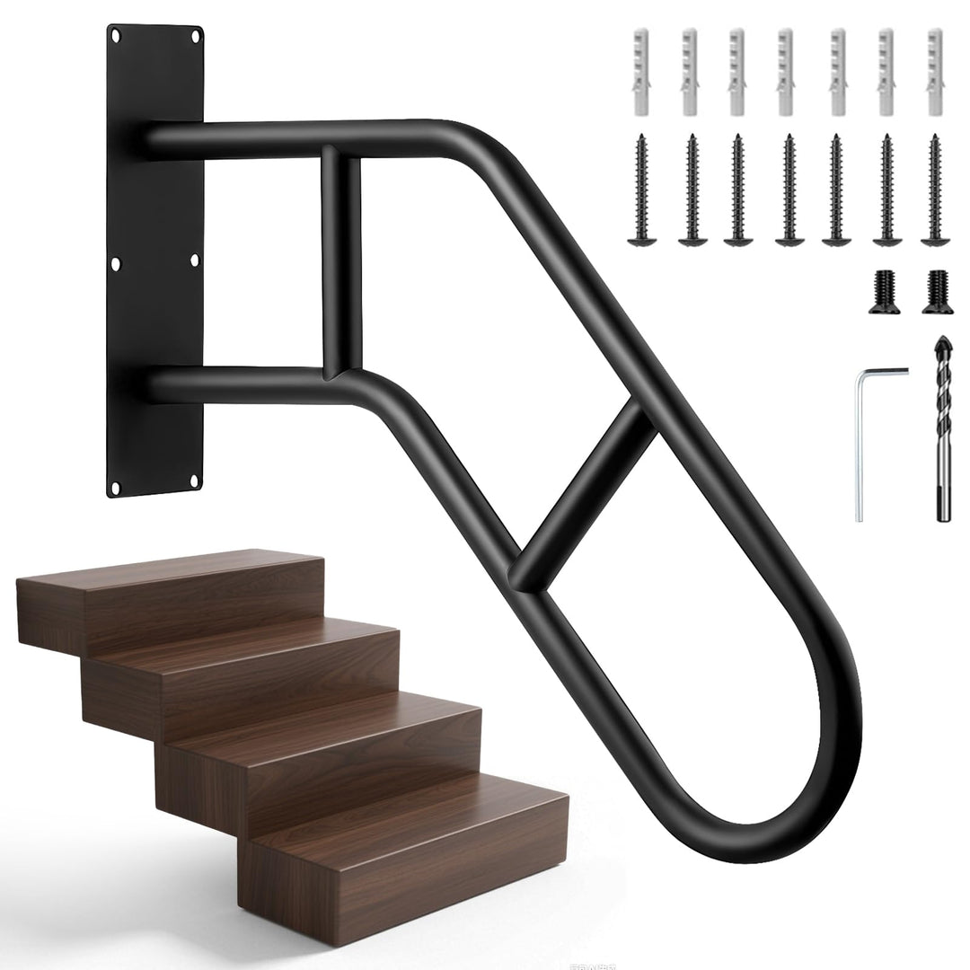 Opaltool Treppe Handläufe, Edelstahl Treppengeländer Handlauf mit Beschlägen für 1-3 Stufen, Hochbel