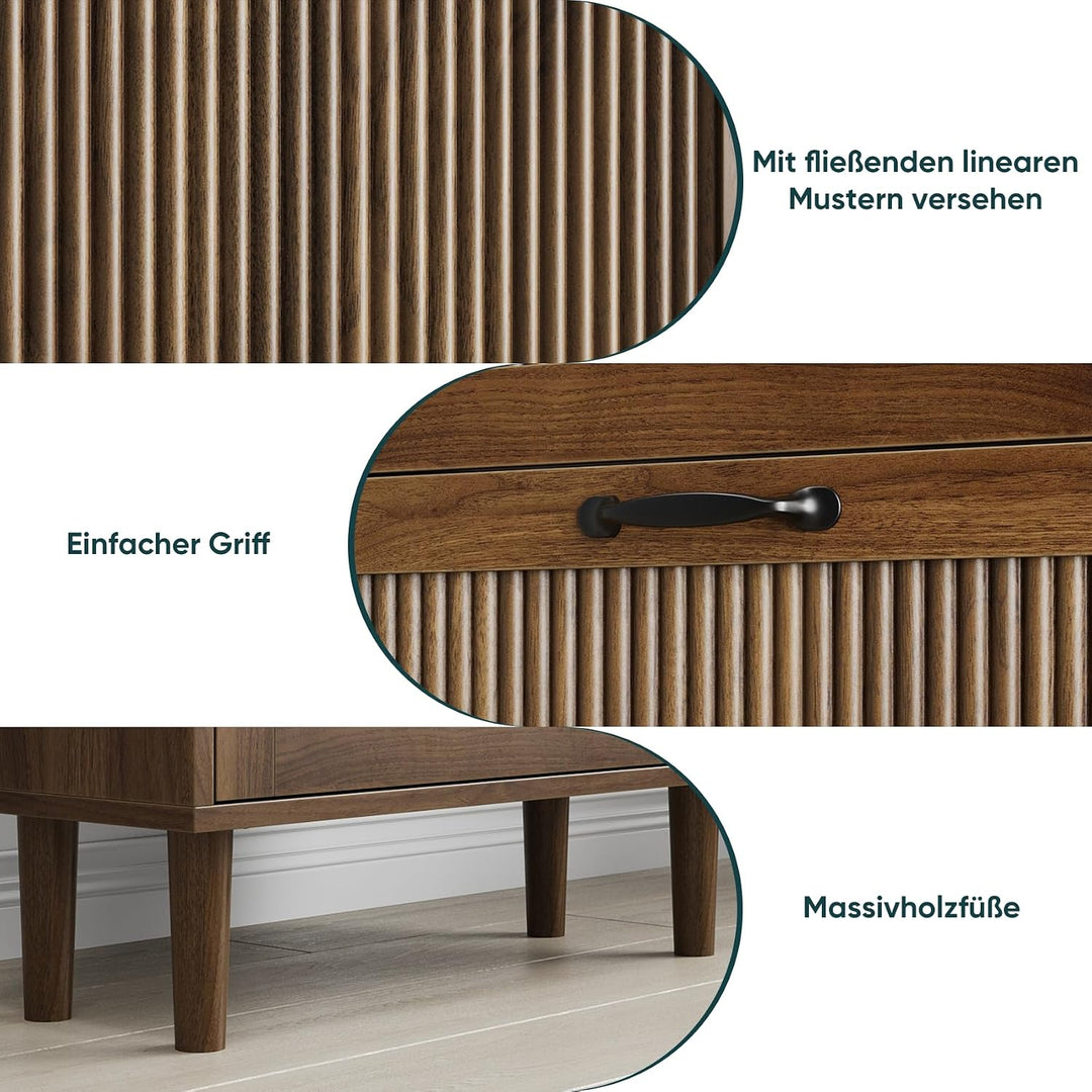 Semiocthome Zweilagiger Schuhschrank aus Holz mit Kipp-Mechanismus und Metallgriffen in Retro-Optik