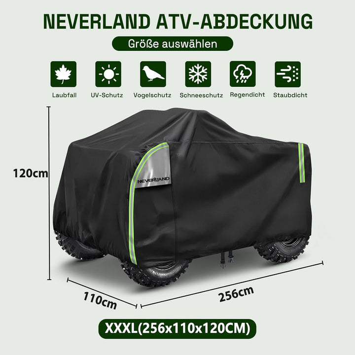 NEVERLAND XXXL Quad ATV Abdeckplane -Quad Fahrzeug Abdeckung Schutz Cover 256 * 110 * 120cm Phosphor