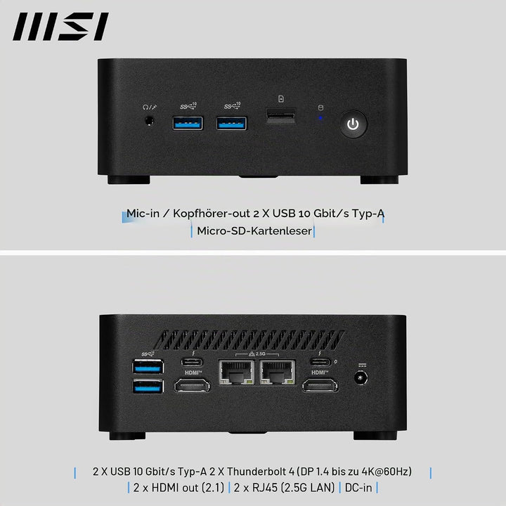 MSI Cubi NUC 1MG-212DE - Intel Core 5 Prozessor 120U, 8GB DDR5, 512GB M.2 SSD, USB 10Gbps Typ A Ansc