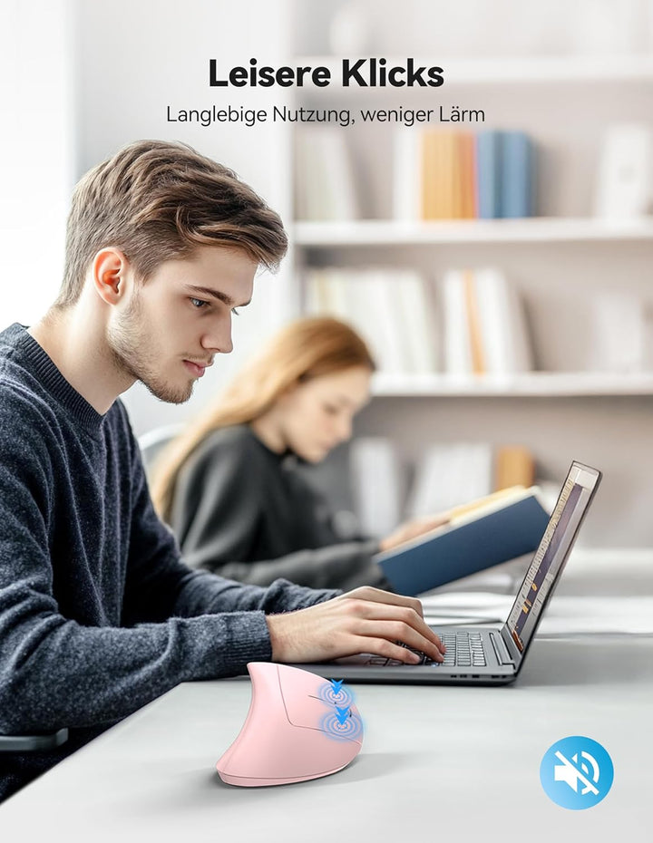 TECKNET Ergonomische Bluetooth Maus, Wiederaufladbar Kabellose Vertikale Maus (BT 5.0/3.0 + 2.4G), 6