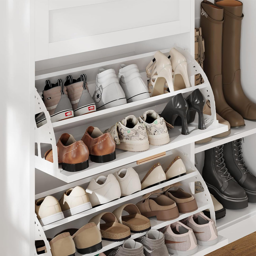 Schuhschrank mit 2 Klappen, Schuhkipper Schmal, Schuhschrank mit 1 Schublade, Schrank, Trennwand Ver