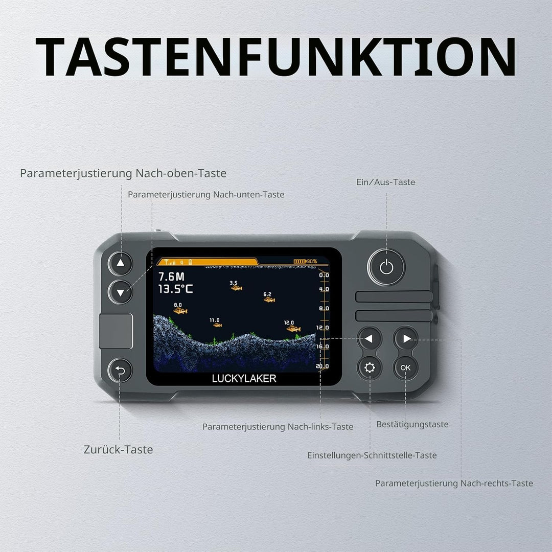 LUCKY Kajak Tragbarer Fischfinder Wandler Kabelloser Sonar Fischfinder Boot Wiederaufladbar Handheld