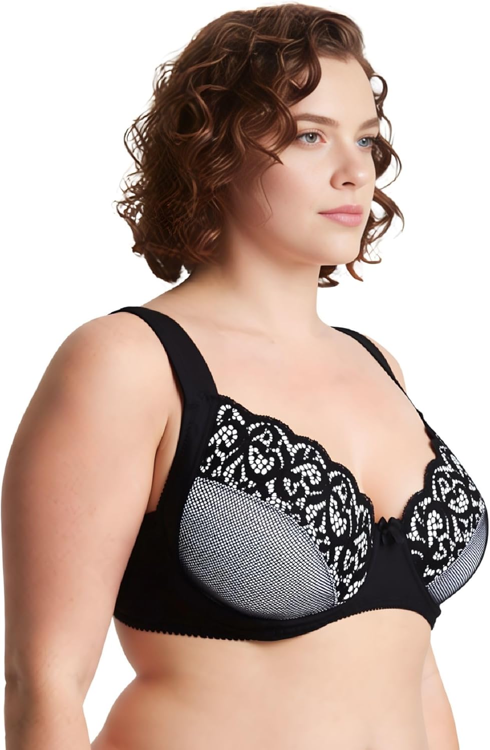 Curve Muse Übergrösse Ungefüttert Bügel Spitzen-BH mit gepolsterten Schultergurten-2er Pack 75B Schw