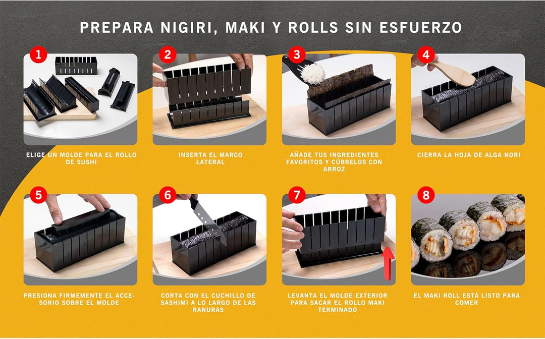 Sushi Set – Sushi Set zum Selber Machen 15 Teile – Sushi Maker Set für Anfänger mit Bambusmatte, Sus