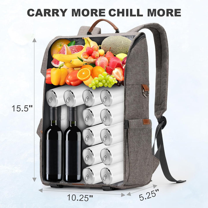 HappyPicnic Isolierter Picknickrucksack mit geräumigem Kühlfach, Flaschenhaltern und grossem wasserd