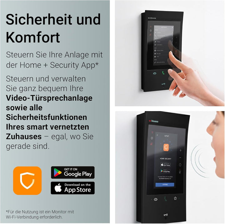 BTICINO, Classe 300EOS with Netatmo in Schwarz, erste smarte Wi-Fi-Video-Innenstelle mit integr. Ale