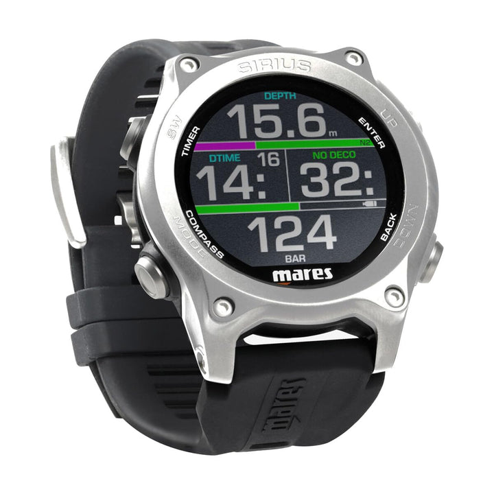 Mares Sirius Tauchcomputer im Armbanduhr-Format schwarz/silber, schwarz/silber